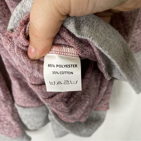 Wrap Top Women’s XL Purple Pink Gray Deep V Neck Color Block Long Sleeve Stretch - Picture 5 of 7